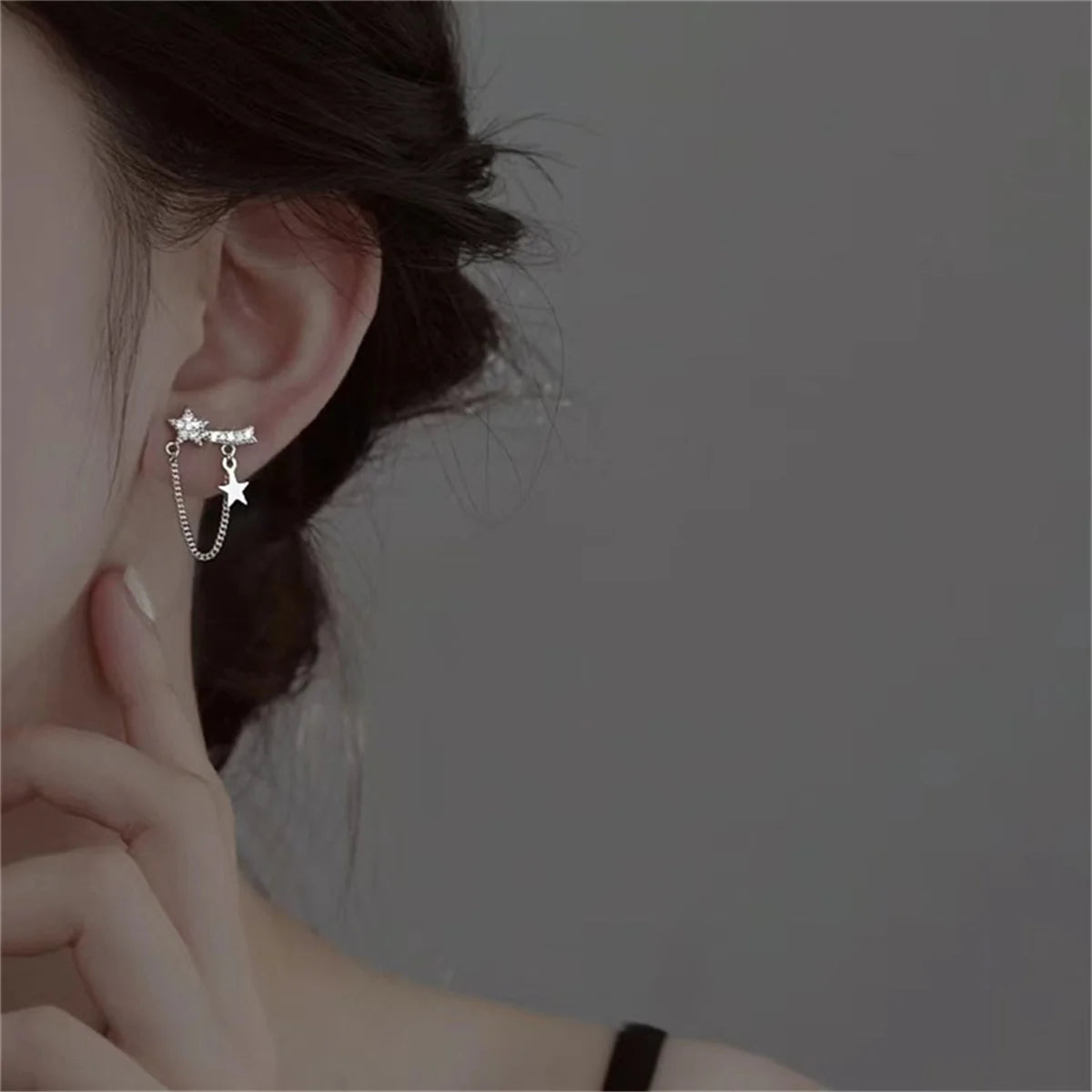 Korean Moon Butterfly Crystal Drop Earrings for Party Women - Smarsty