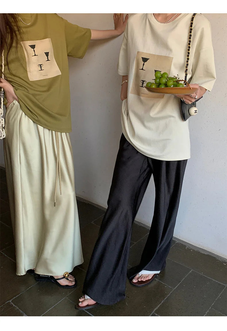 Satin Wide Leg Pants Long Floor Casual Pants Women's Summer - Smarsty