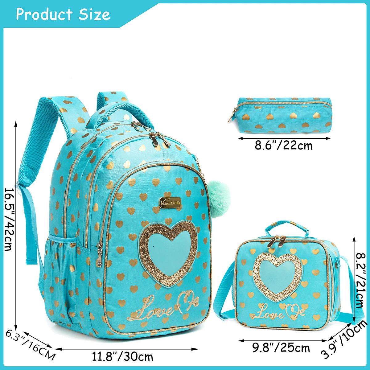 Girls School Backpack With Lunch Bag And Pencil Case - Smarsty