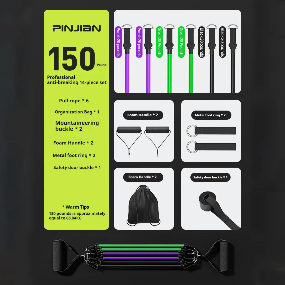 Bodybuilding Resistance Bands Set Multi-function Tensioner Suit Muscle Training Belt Elastic Bands Portable Fitness Equipment by Smarsty