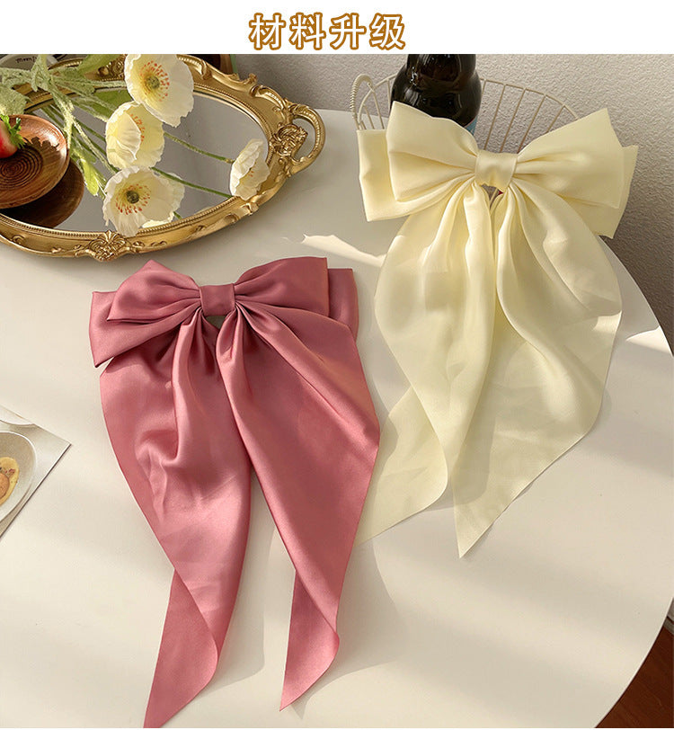 Trendy Solid Color Satin Ribbon Hair Bows for Women - Smarsty