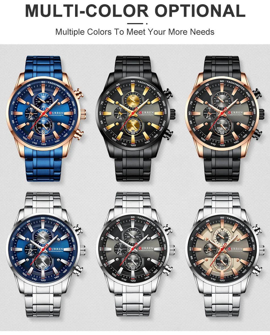 Luxury CURREN Quartz Men’s Watch Waterproof Sport Chronograph - Smarsty