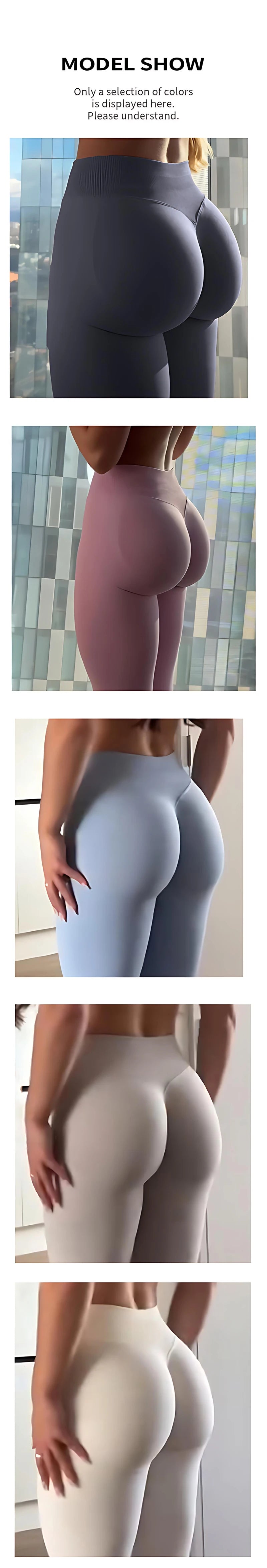 TKITK Leggings Women Seamless Sports Yoga Pants Low Ribbed Band Gym clothes Fitness Workout wear Scrunch Bum Tights - Smarsty