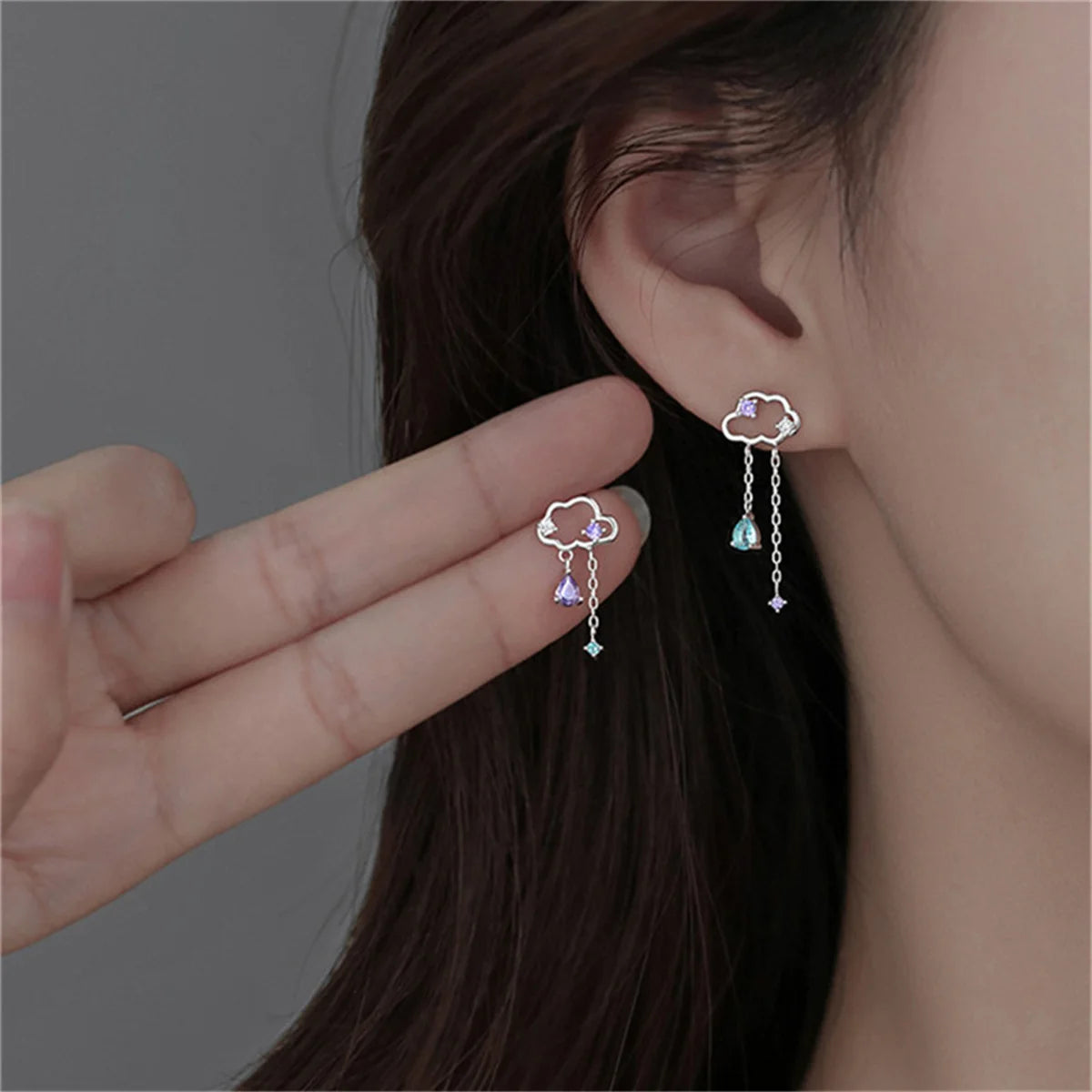 Korean Moon Butterfly Crystal Drop Earrings for Party Women - Smarsty