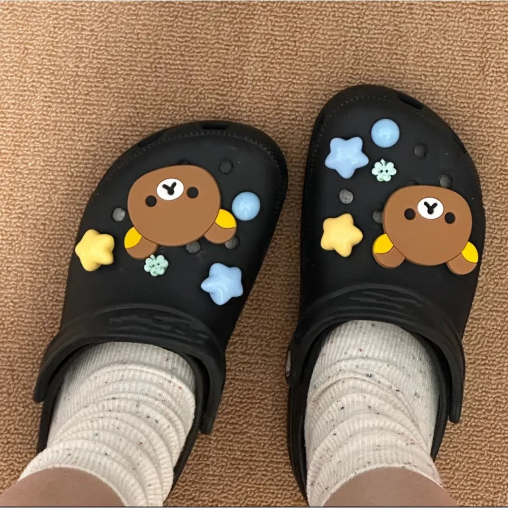 10pcs Shoe Decorative Stickers Shoes Charms Removable Cute Bear Stars Shoe Accessories for Girls Summer Shoes DIY Gift