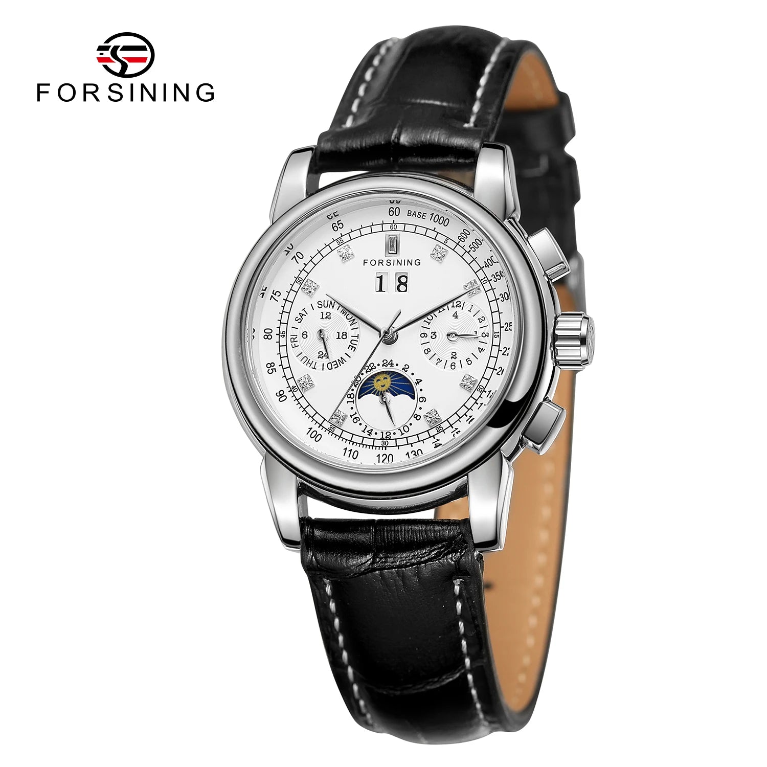 Luxury Women's Automatic Mechanical Wrist Watch with Diamond Moon Phase - Smarsty