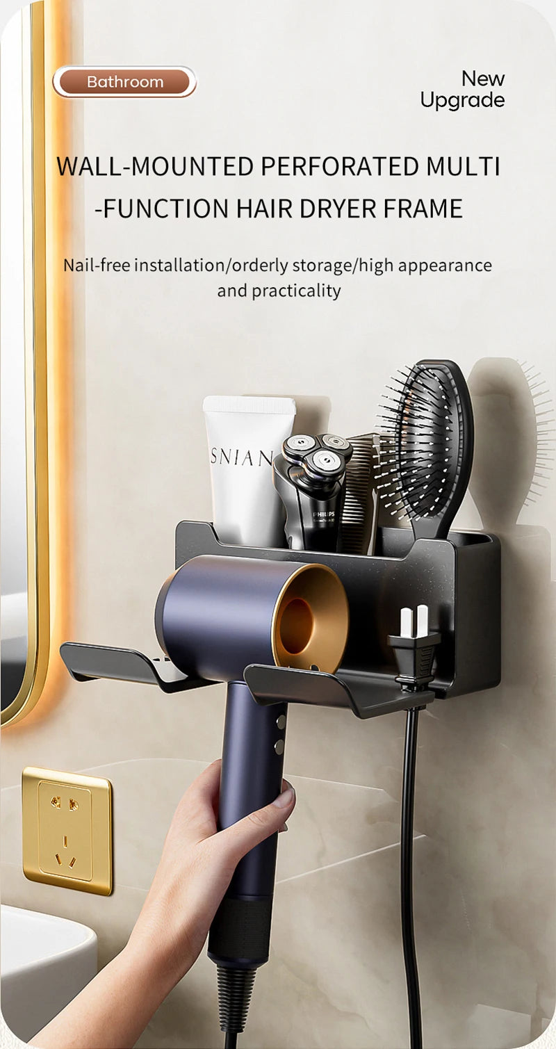 Wall Mounted Hair Dryer Holder Organizer for Bathrooms - Smarsty
