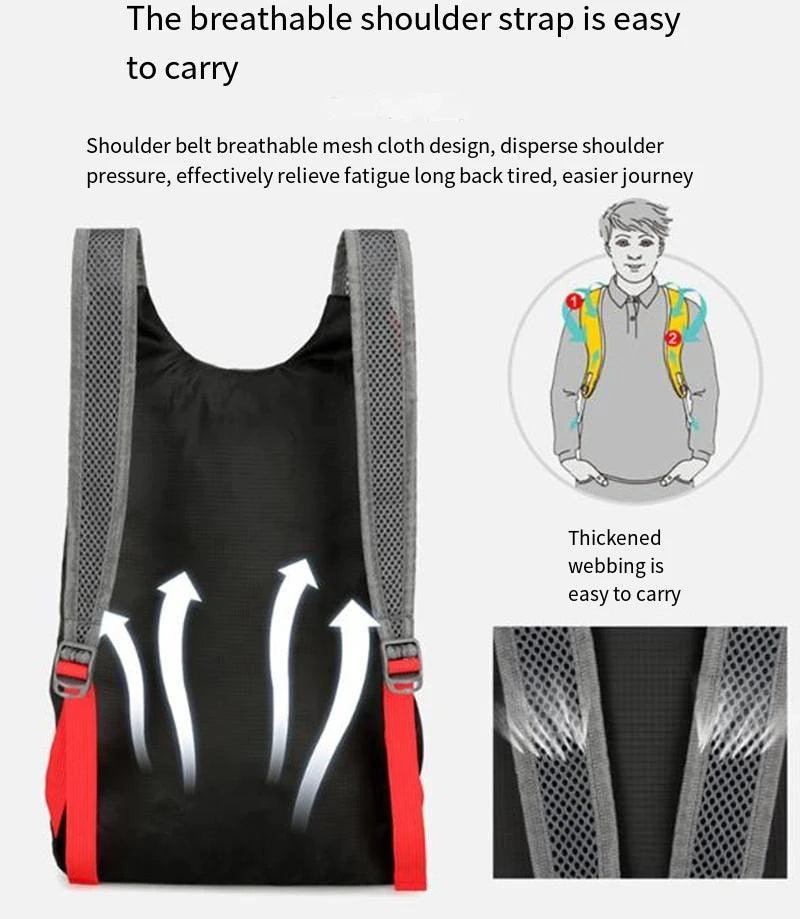 Multifunctional Outdoor Folding Backpack High Density Lightweight Waterproof Nylon Fabric Sports Bag for Camping Hiking Travel - Smarsty