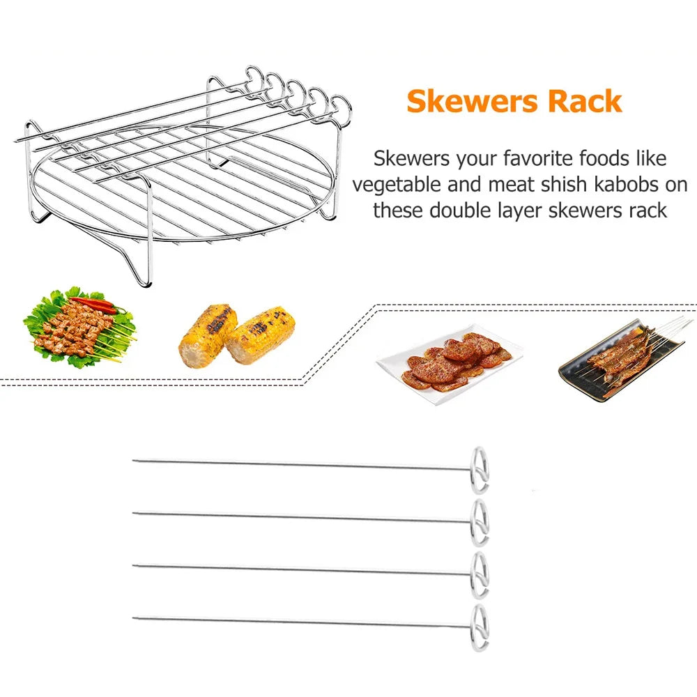 Stainless Steel Air Fryer Rack Set for BBQ Cooking - Smarsty
