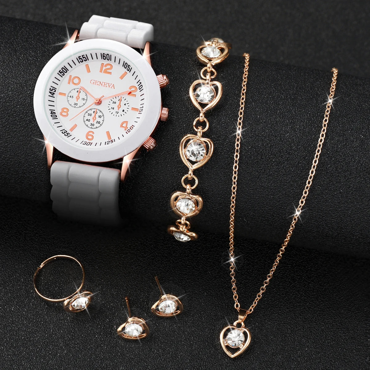 Fashionable Women Quartz Watches Set with Silicone Bands - Smarsty