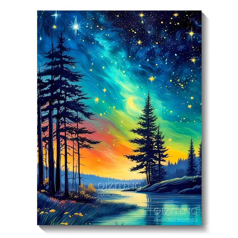 5D Diamond Art Aurora Landscape DIY Wall Decor - Smarsty