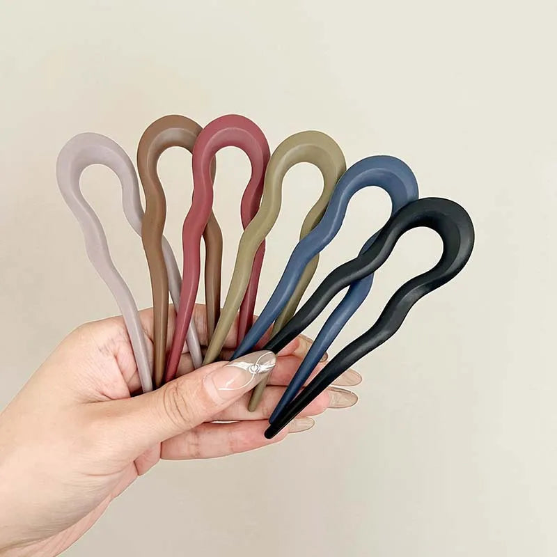 U-Shaped Hair Fork Fashion Tortoiseshell Acetate Acrylic Hairpin Geometric Headwear Hair Sticks Women Girls Hair Accessories - Smarsty