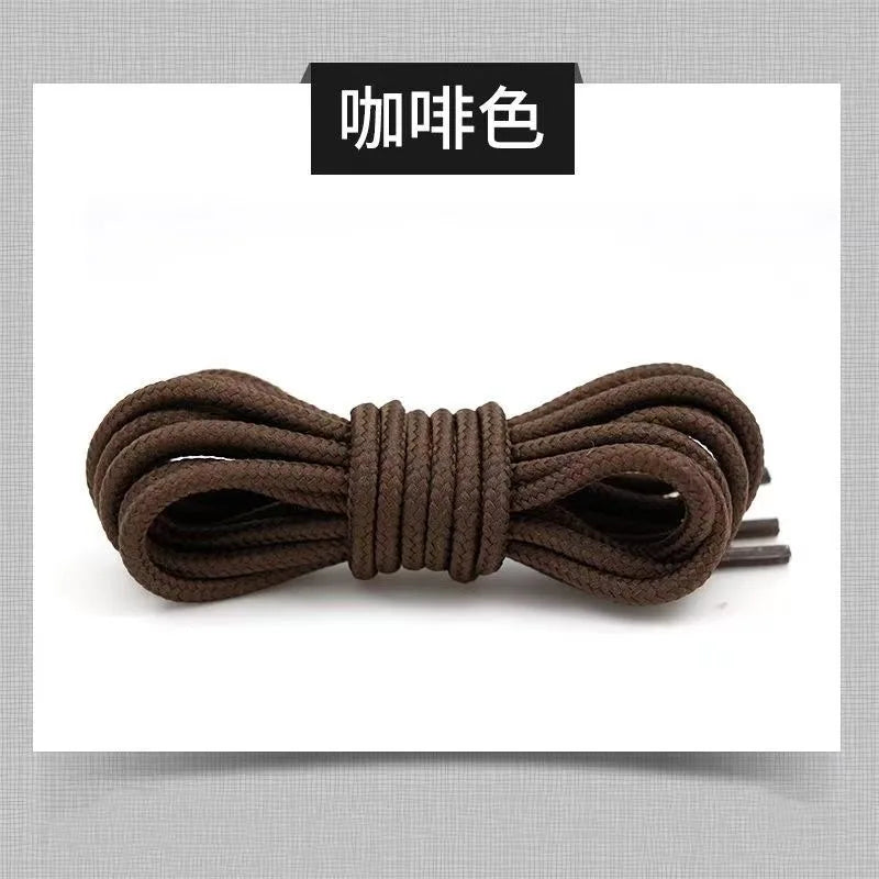 2pcs/ Pair Round Solid Polyester Black Brown Shoelaces For Marten Boot Women Men Outdoor Hiking Boots Sports Shoes Lace Strings - Smarsty