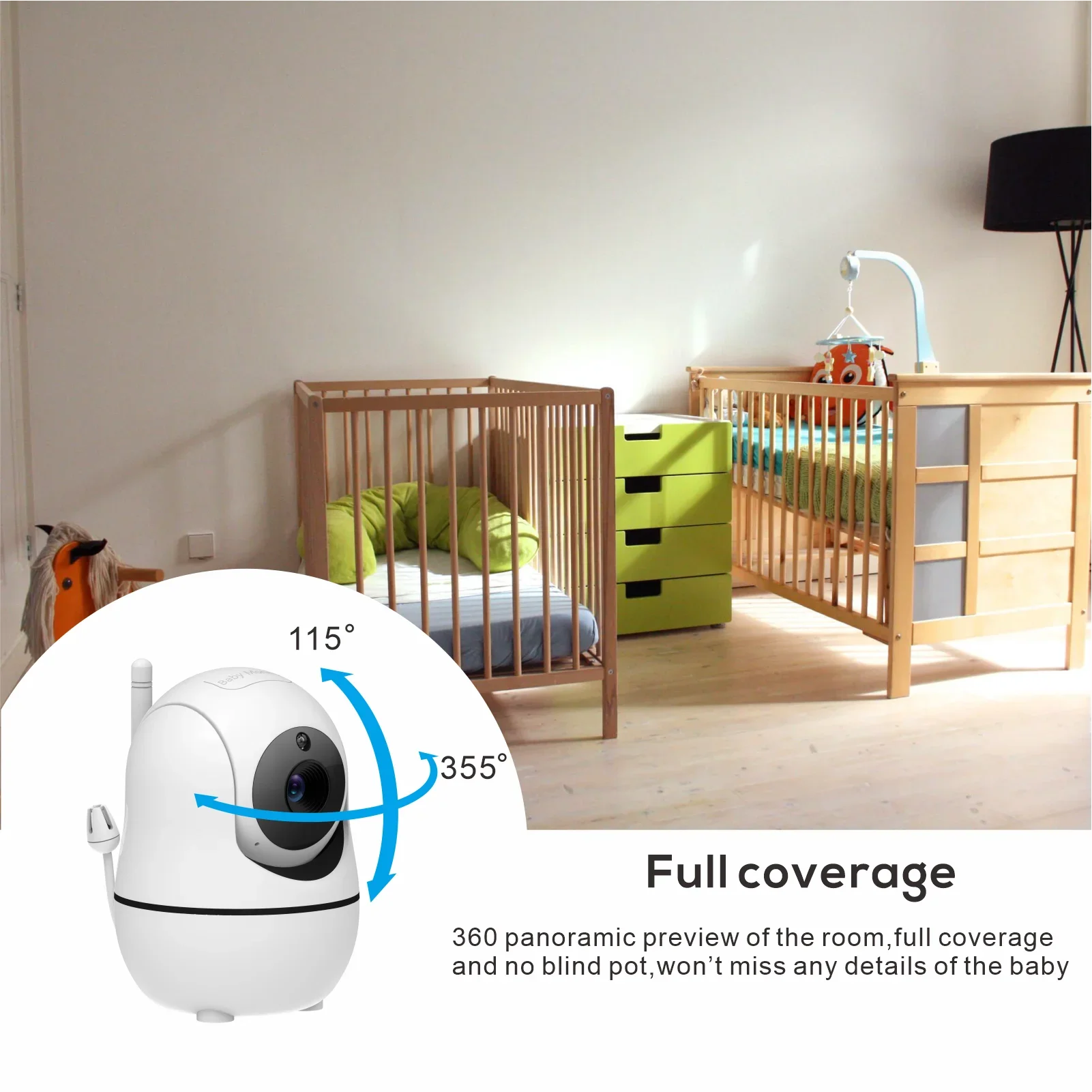 New 5 inch Video Baby Monitor with Camera and Audio, 4X Zoom, 22Hrs Battery, 1000ft Range 2-Way Audio Temperature Sensor Lullaby by Smarsty