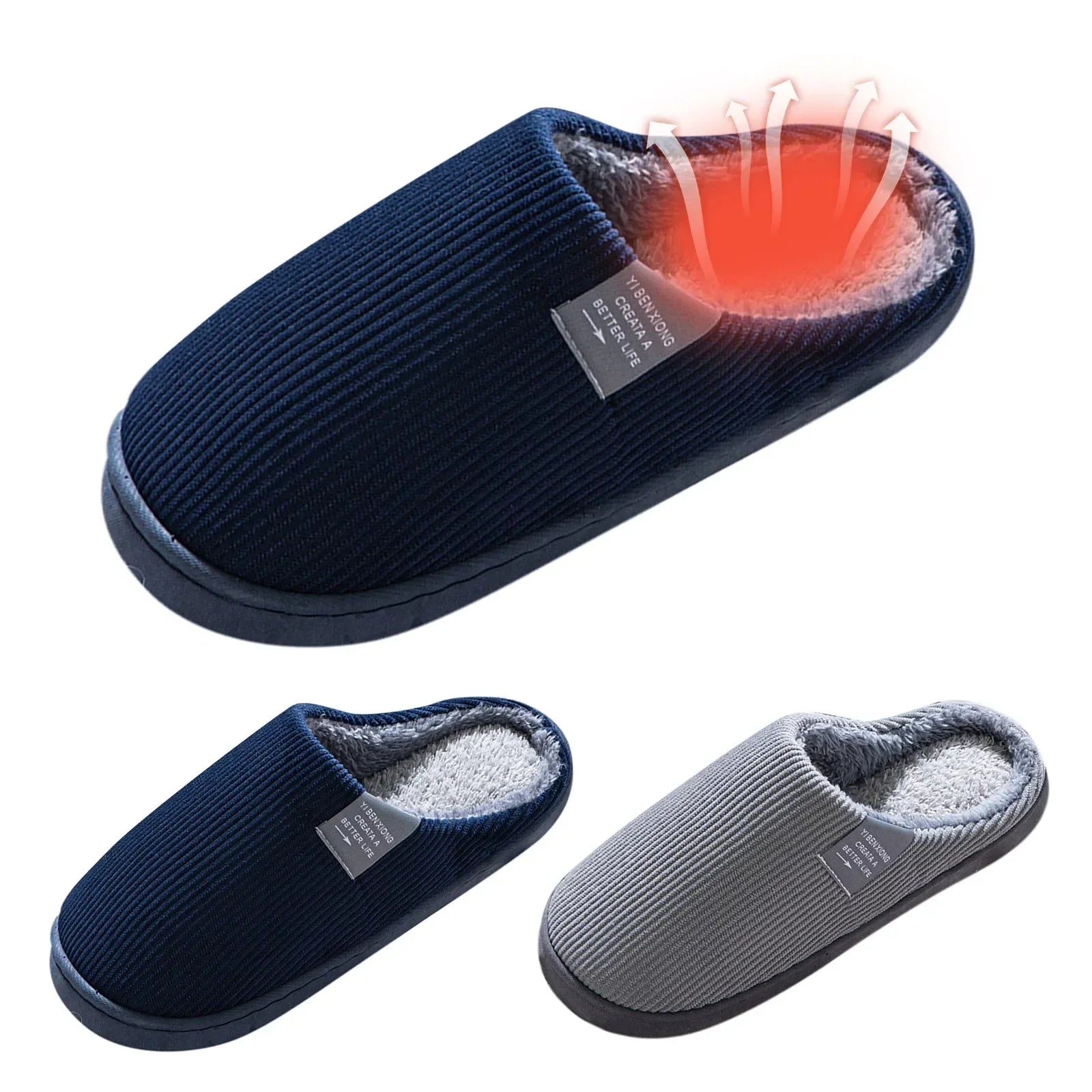 NEW Women's Men's Casual Thick Soft Bottom Home Slippers Household Plush Slippers Anti-slip Thermal Slippers Indoor Winter Flats - Smarsty