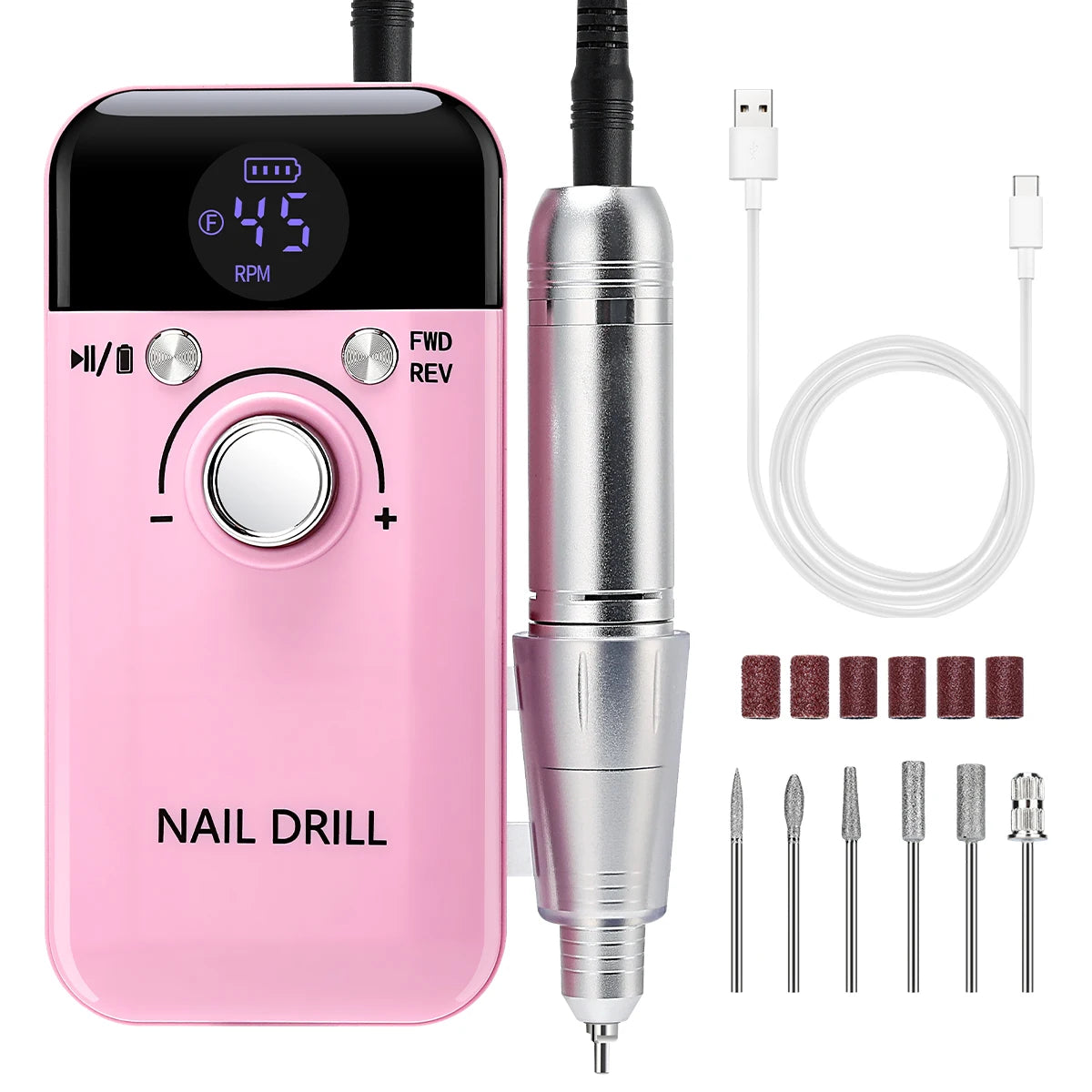 45000RPM Portable Nail Drill Machine for Low Noise Manicure - Smarsty