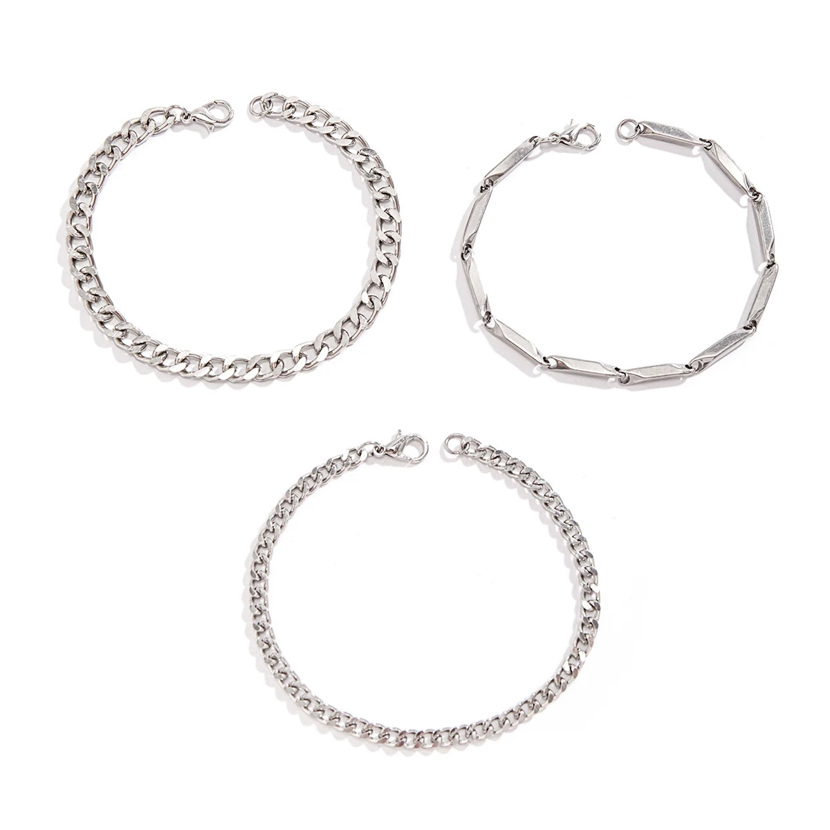 Stainless Steel Cuban Chain Bracelet Set for Men - Smarsty