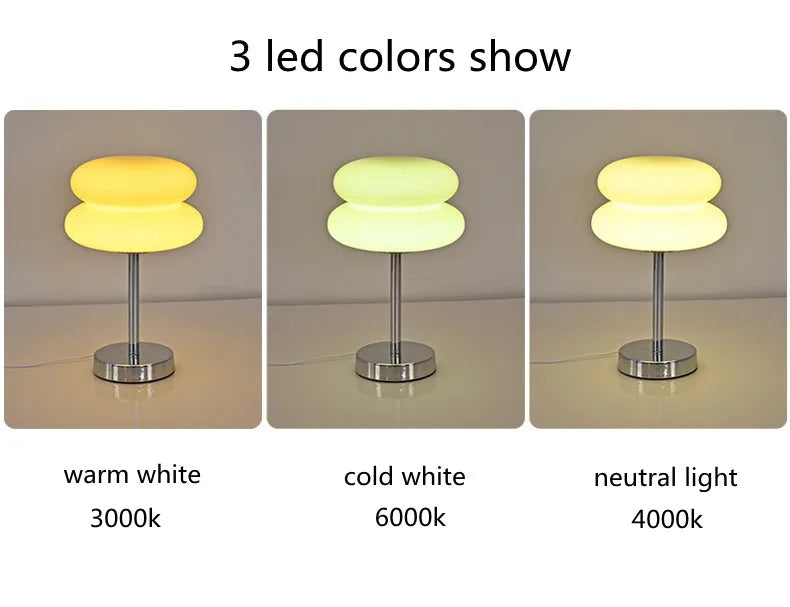 Trichromatic Dimming Macaron Glass Table Lamp for Cozy Bedrooms - Smarsty