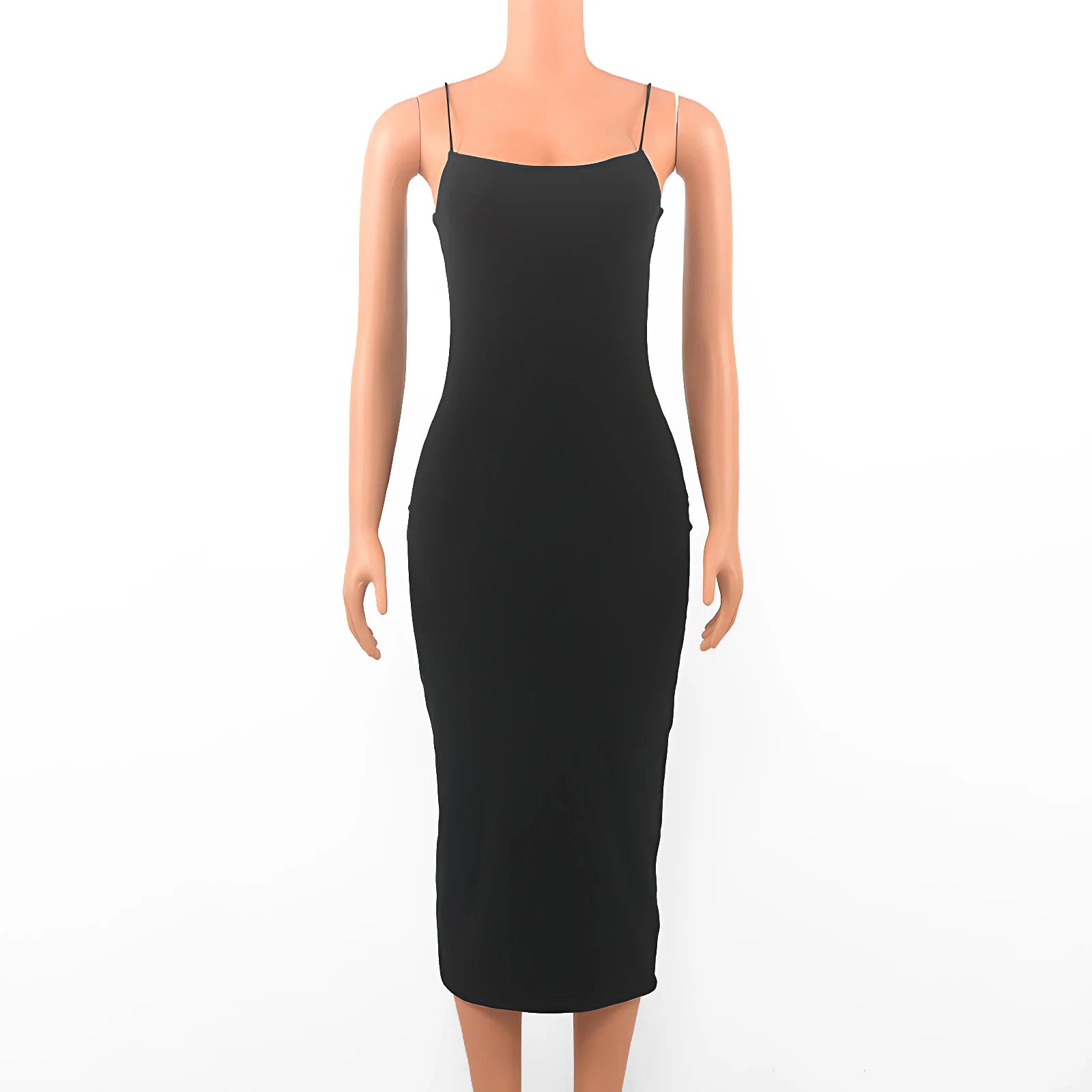 Summer Black Sexy Dress Women Streetwear Sleeveless Backless Solid Spaghetti Strap Bodycon Casual Clubwear Elegant Party Dresses - Smarsty