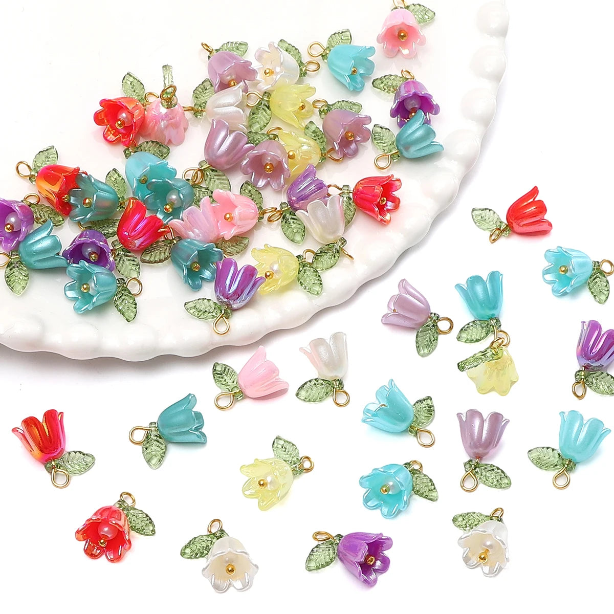 Acrylic Lily of the Valley Flower Beads for Jewelry Making - Smarsty