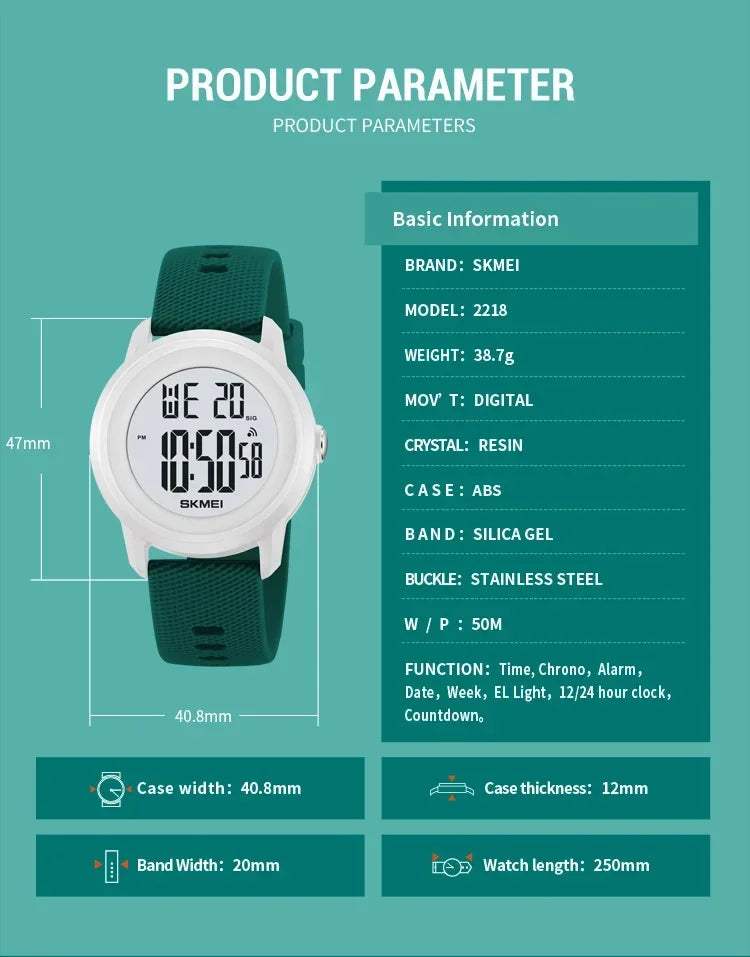 SKMEI 2218 Waterproof Digital Sport Watch for Men - Smarsty