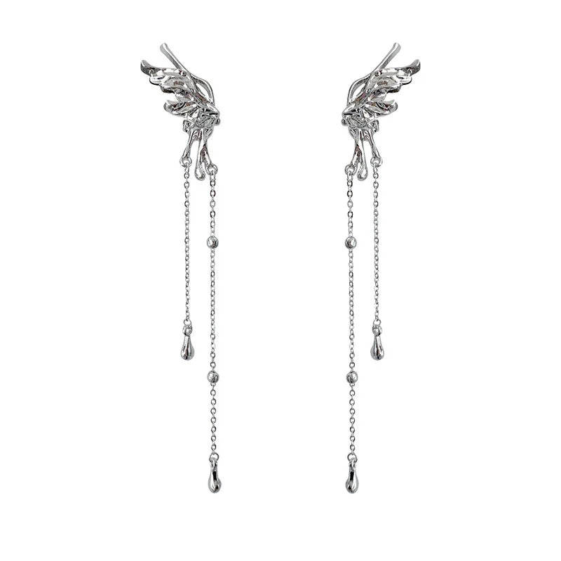 Elegant Butterfly Tassel Clip Earrings for No Piercing Fashion - Smarsty
