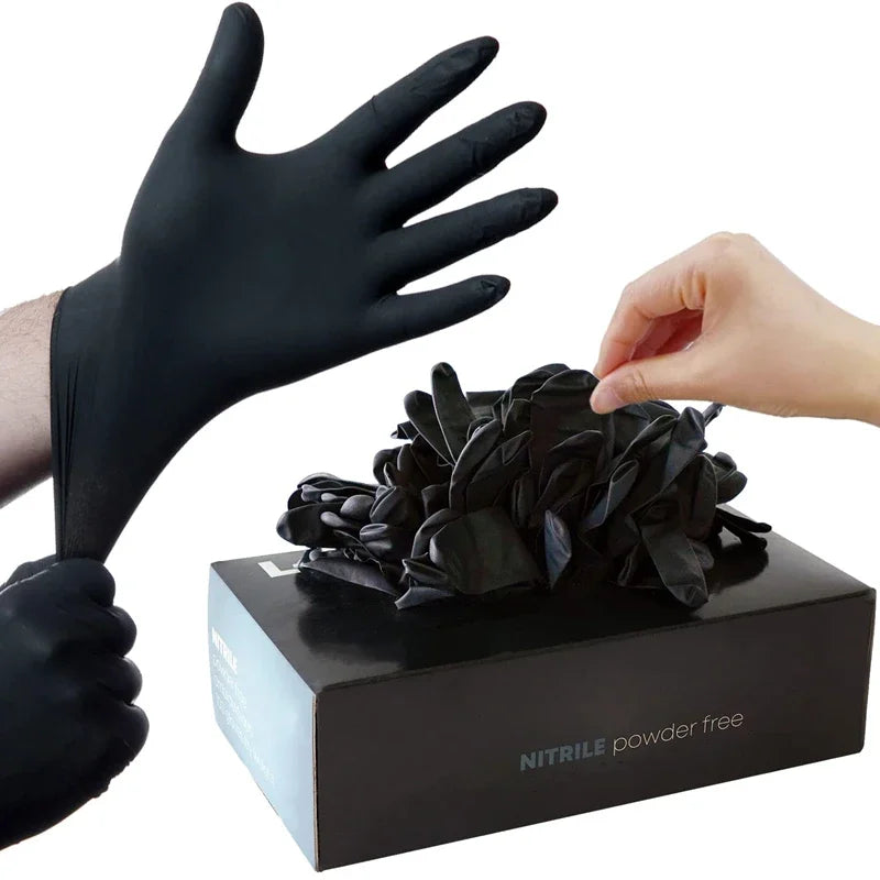 10/20/50/100PCS Black Nitrile Disposable Gloves for Work Latex Free Home Cleaning Glove Textured Mechanic Tattoo Hair Dye Beauty - Smarsty