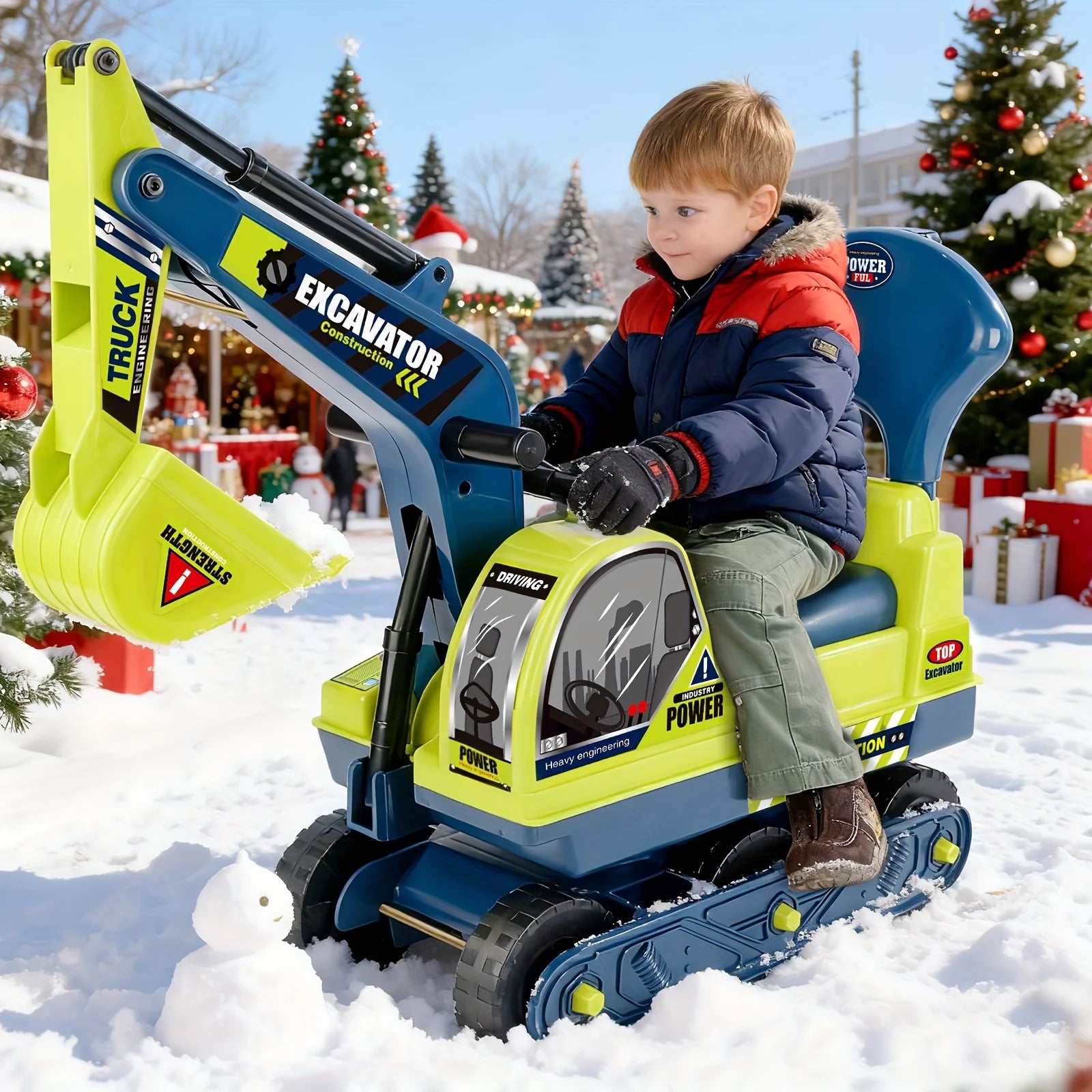Large Ride-On Construction Toy Vehicle - Manual Drive Version, the perfect Christmas gift for children aged 3 and above