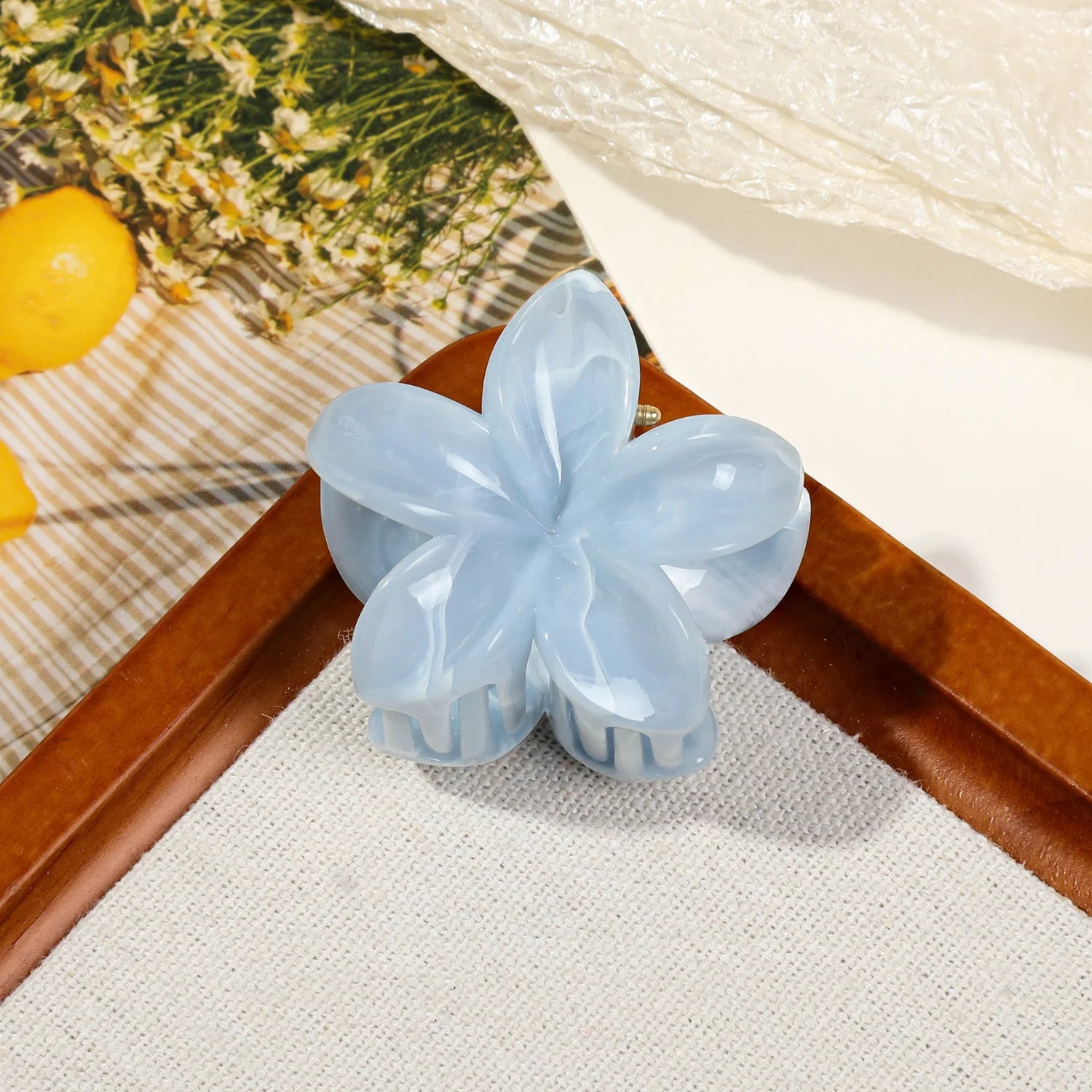 Hawaiian Gradient Marble Flower Hair Clips Small Lightweight - Smarsty