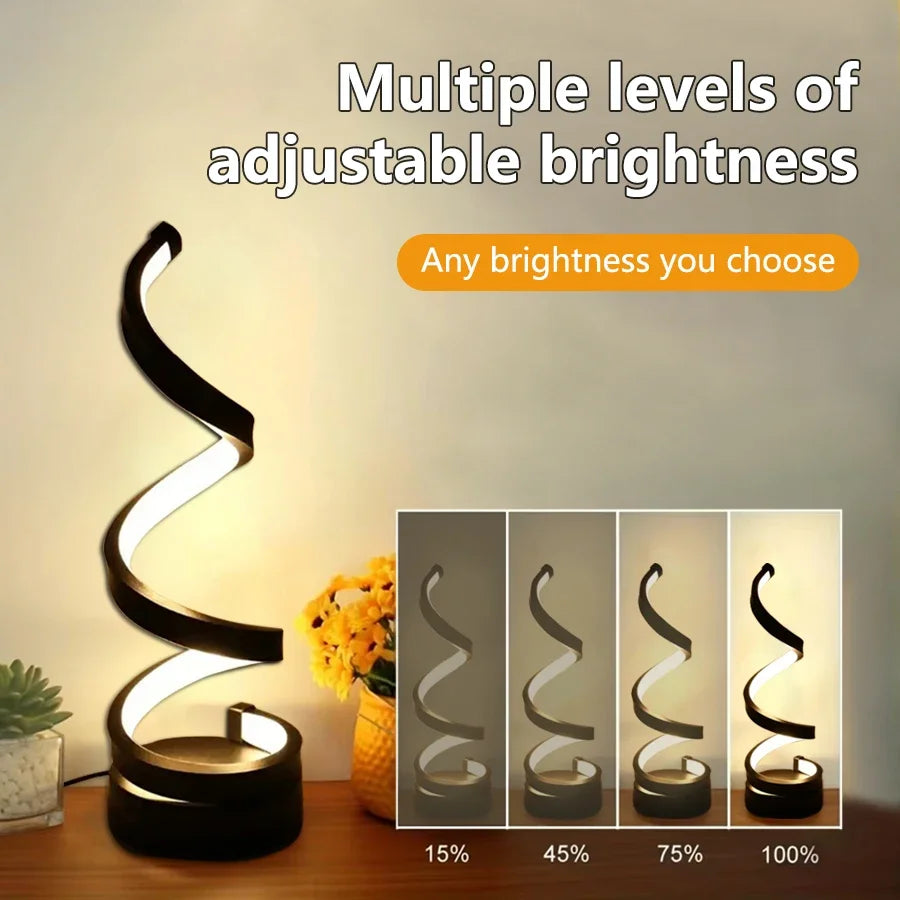 Dimmable LED Spiral Table Lamp for Modern Bedrooms - Smarsty