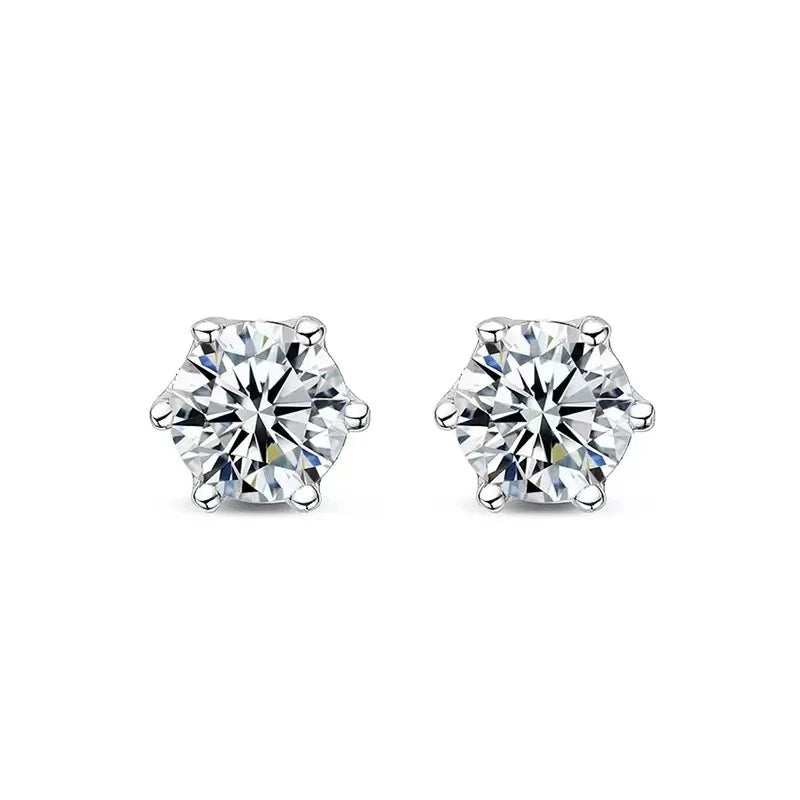 Moissanite Stud Earrings D Color 925 Sterling Silver - Smarsty