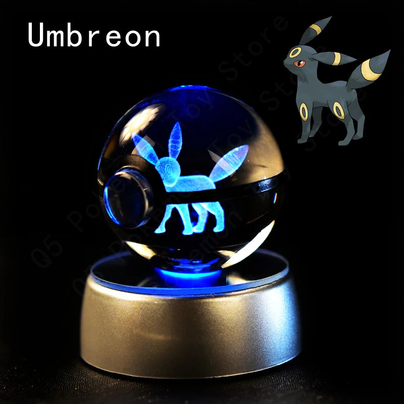 Pokemon Crystal Ball 3D Pikachu Mewtwo Mew Gengar Night Light Lamp Base Pokeball Crystal Pokemon Glass Ball Figure Birthday Gift - Smarsty