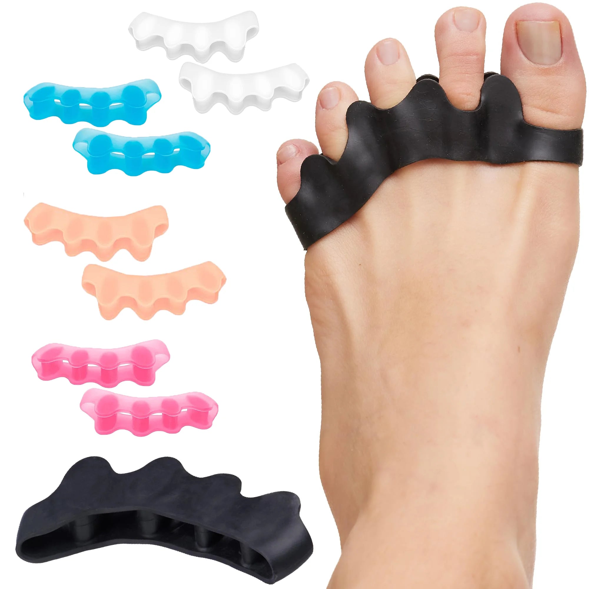 Toe Separators Doctor Recommended Correct Foot and Bunion Pain,Plantar Fasciitis Toe Straightener to Improve Functional Mobility - Smarsty