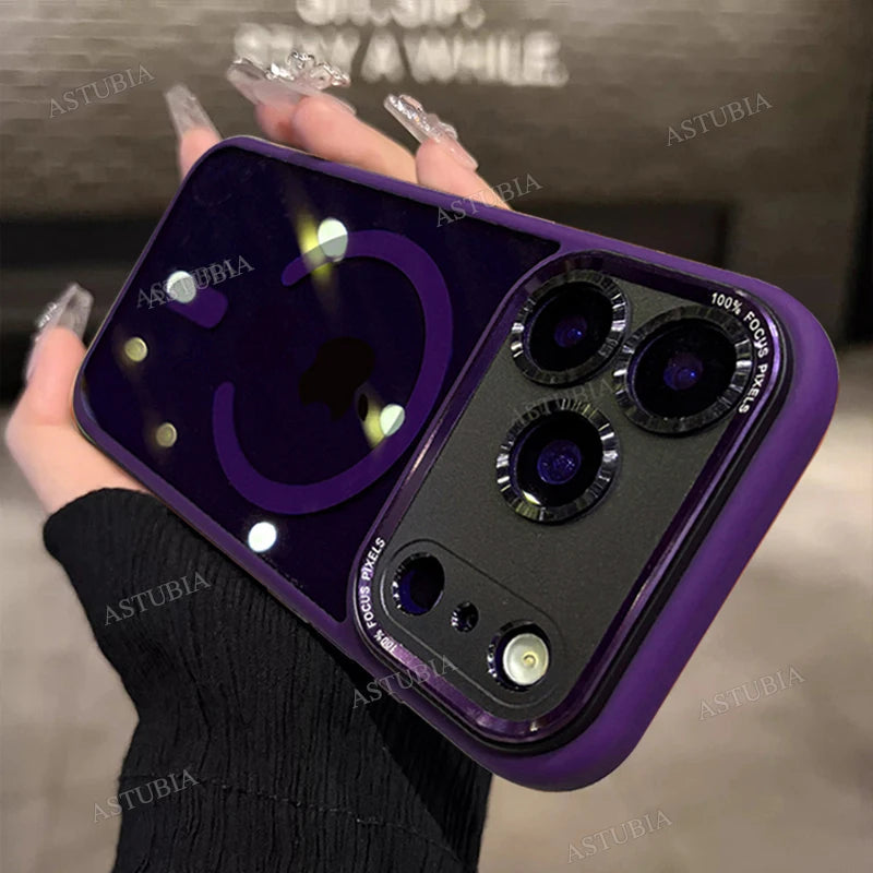 Luxury Magnetic Metal Lens Bumper Protection Case For iPhone 17 Air 16 15 Pro Max Plus Magsafe Acrylic Clear Cover by Smarsty