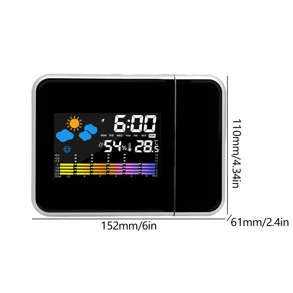 Color Screen Digital Projection Alarm Clock with Rotating Display - Smarsty