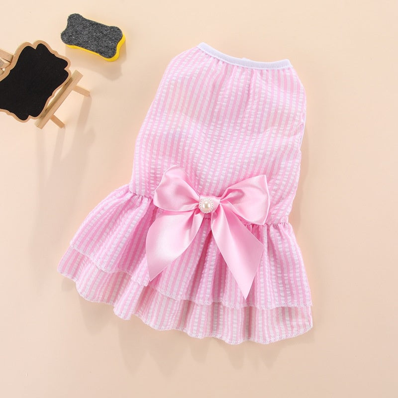 Puppy Vertical Striped Butterfly Skirt for Summer Fun - Smarsty