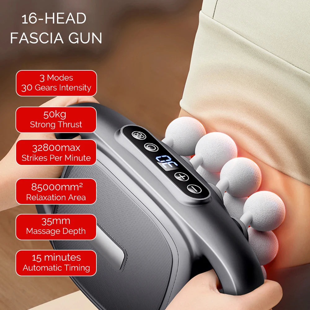 16-Head Fascia Gun High-Frequency Vibration Body Massage Gun Back and Waist Massager Neck Shoulder Massager Muscle masajeador - Smarsty