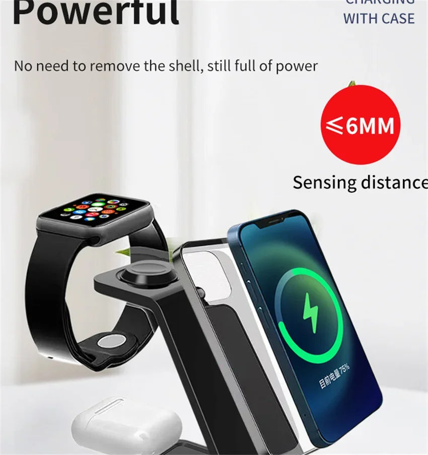 Three In One Wireless Charger Stand Fast Charging Dock - Smarsty