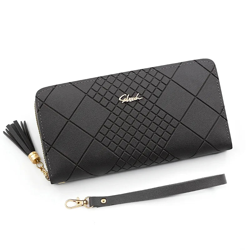 Zipper Money Coin Purse Women Card Holder Long PU Leather Clutch Wallet Large Capacity Lady Wristlet Phone HandBags Money Pocket
