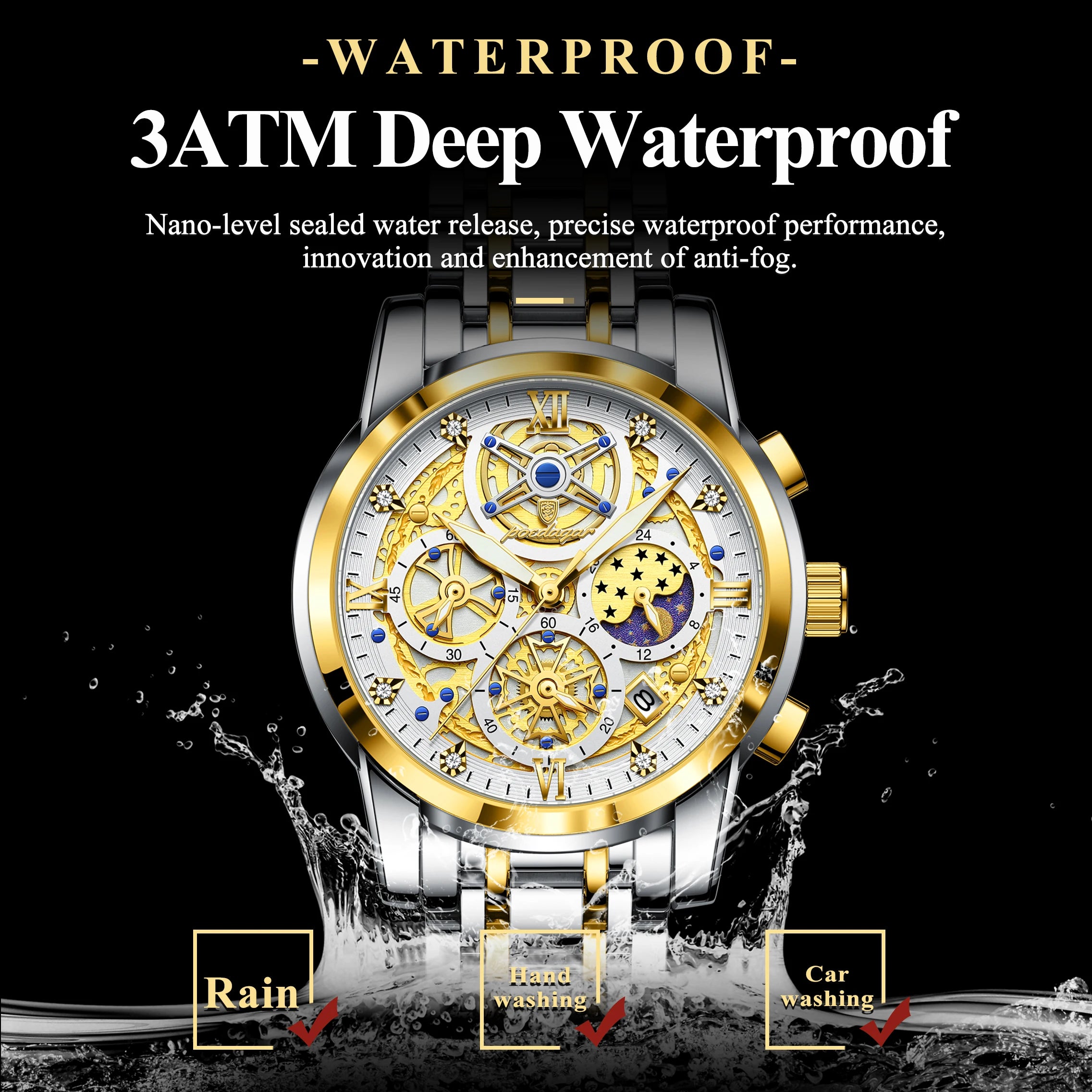 Luxury Waterproof Men's Chronograph Watch with Luminous Date - Smarsty