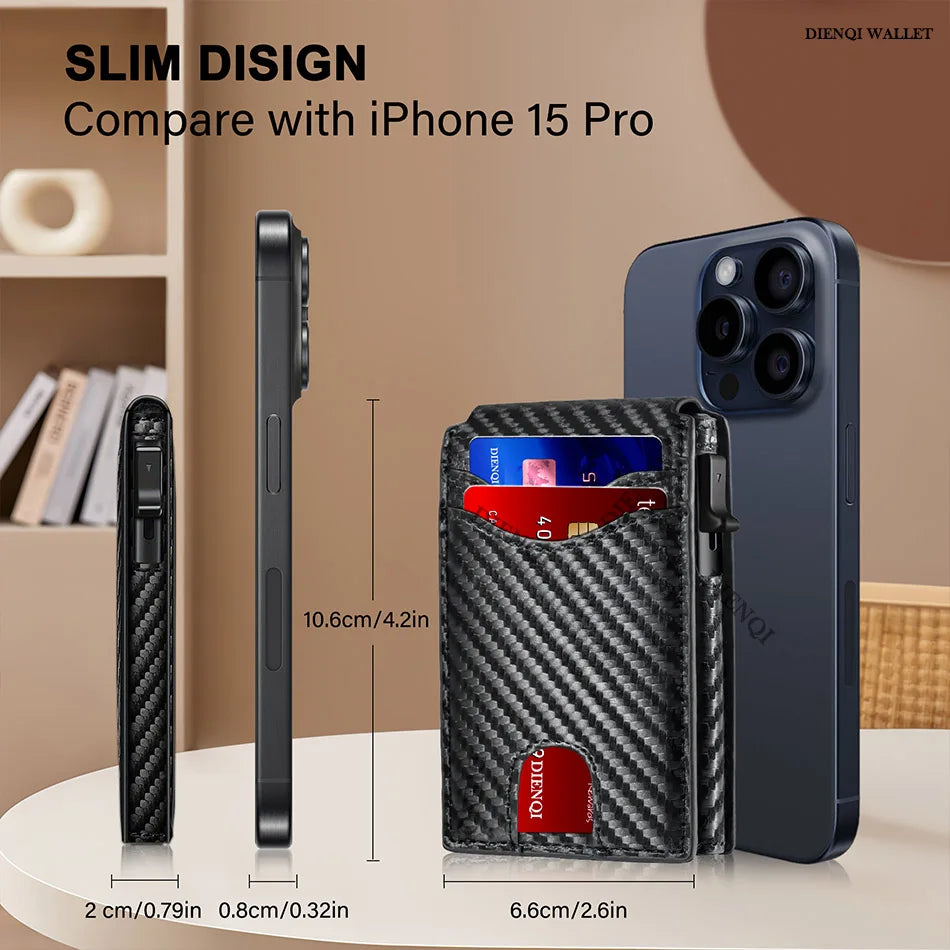 Carbon Fiber Rfid Credit Card Holder Men Wallets Anti Theft Slim Thin Wallet Luxury Cardholder Minimalist Wallet Purse Walet Bag - Smarsty