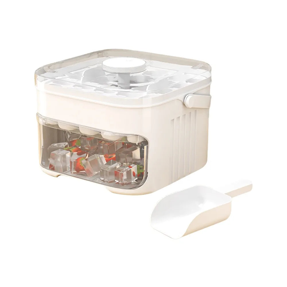 50-Cube Ice Maker with Easy Press Cap Double Layer Ice Cube Maker Refrigerator Household Ice Storage Ice Box - Smarsty