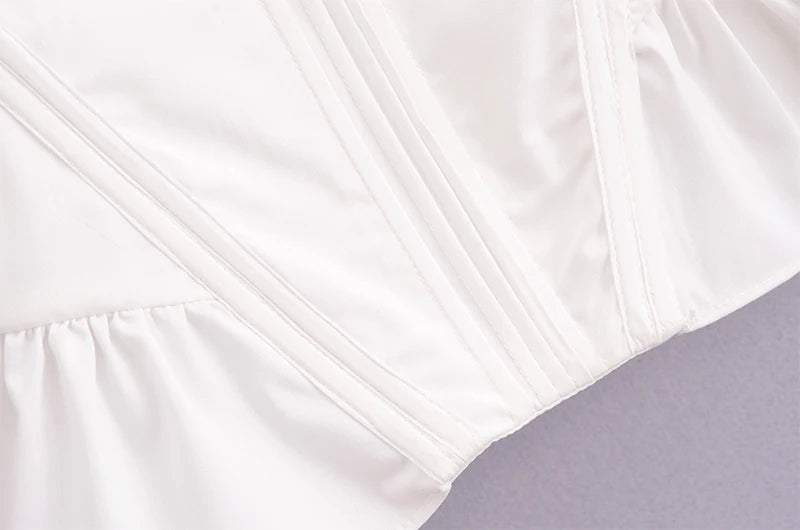 Chu Sau beauty 2024 Women Fashion Sweet Square Collar Tank Top Sexy Backless Chic Fish Bone Cropped Tops Palace Style Corset Top