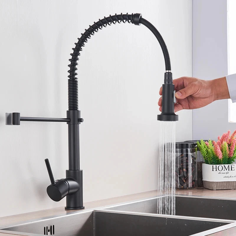 Brushed Nickel Kitchen Faucet with 360 Degree Rotation - Smarsty