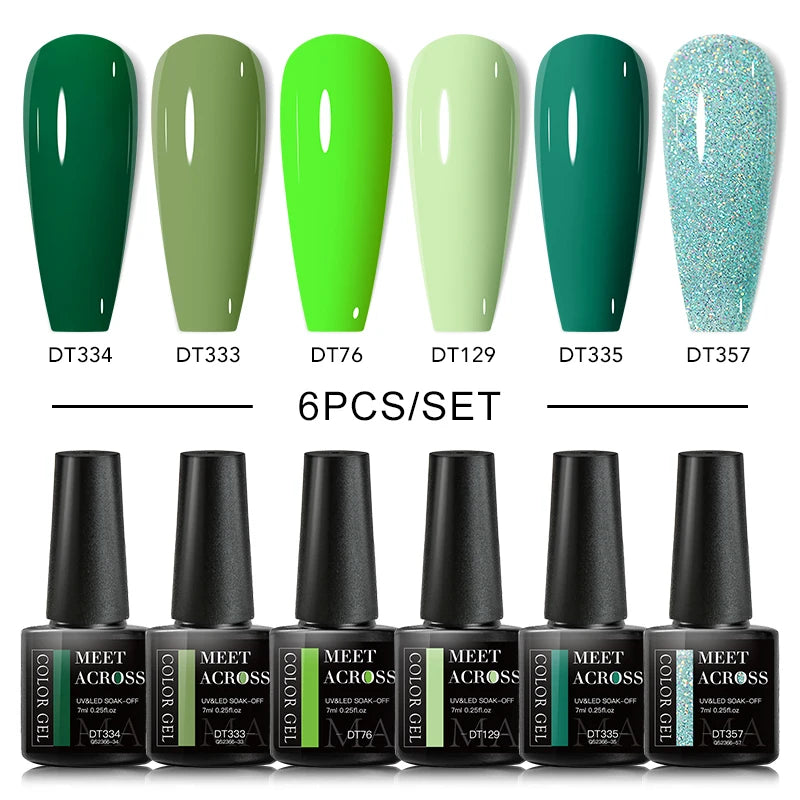 Macaron Series Gel Nail Polish Set with Glitter - Smarsty