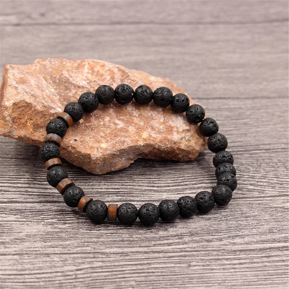 Volcanic Stone Bracelet for Men with Buddha Charm - Smarsty