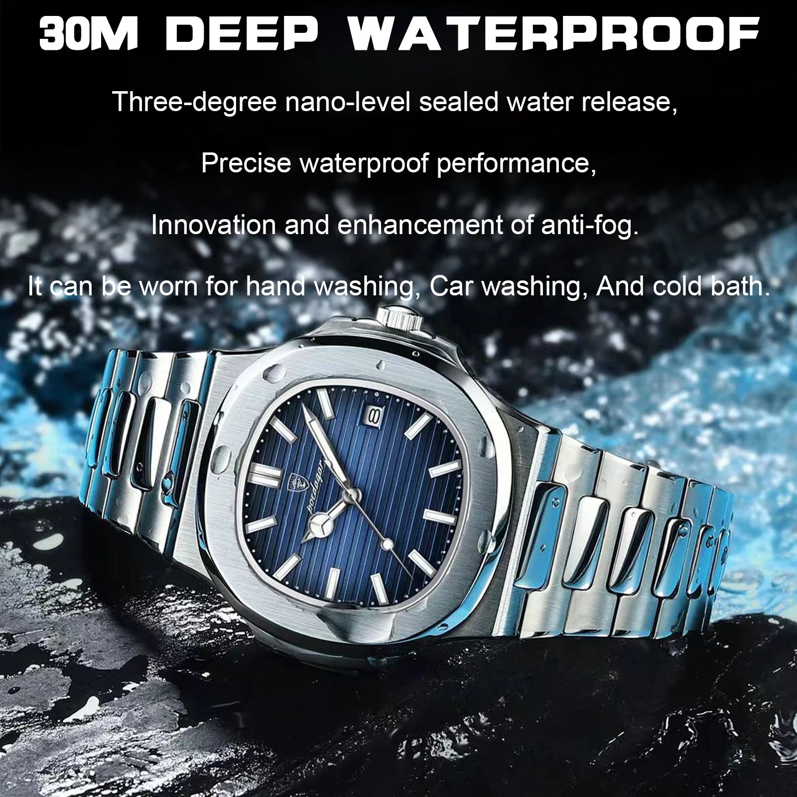 Luxury Waterproof Square Men Wristwatch with Luminous Date - Smarsty