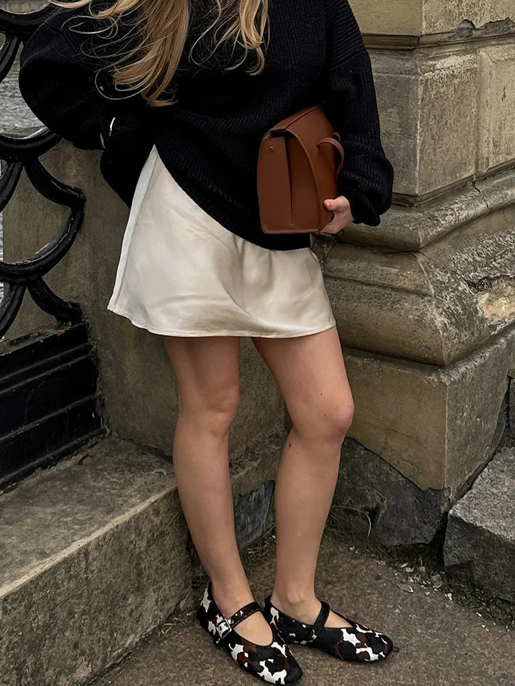 Satin Mini Skirts Women Summer Beige Silk Short Skirt For Woman Drawstring High Waist Black Satin Skirt A Line Women Short 2025 - Smarsty