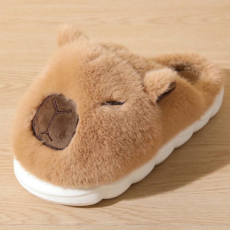 Cute Capybara Cotton Slippers Women Autumn Winter Indoor Soft Sole Warm Fur Slides Woman Comfort Non Slip Home Slippers Female - Smarsty