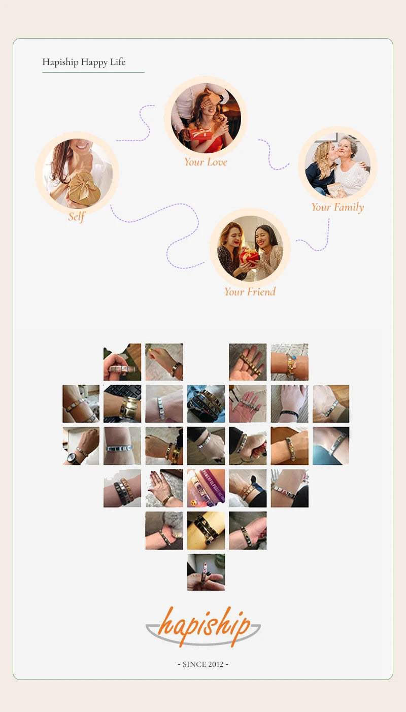 Hapiship Italian Stainless Steel Elastic Charm Bracelet - Smarsty